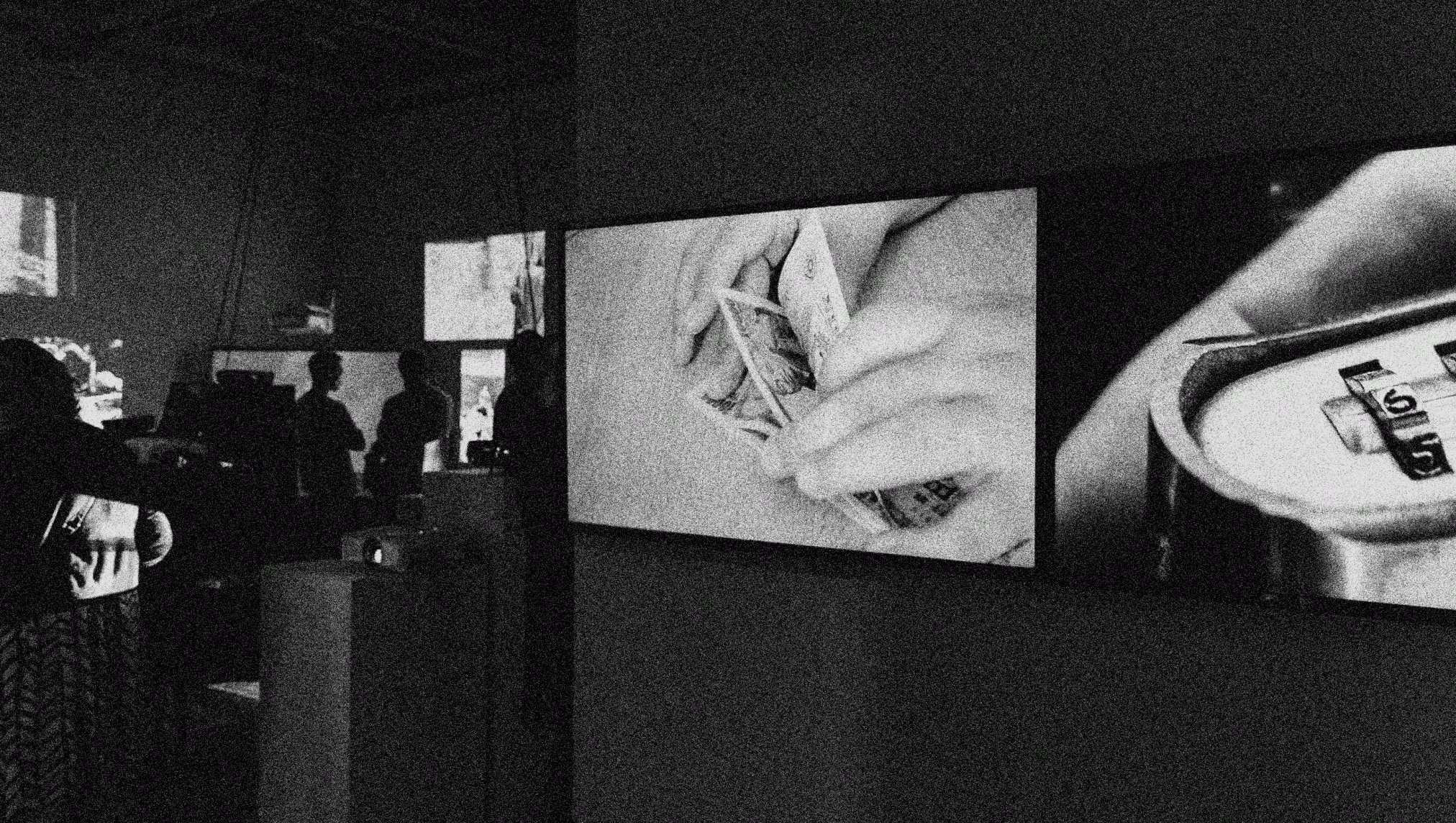 Black and White photograph of the Photons exhibition.  